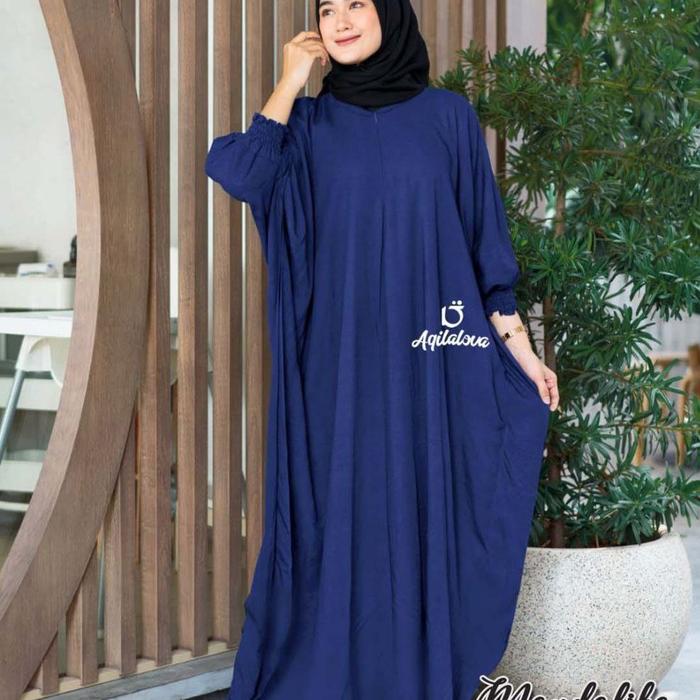 Gambar TERLARIS KAFTAN GAMIS POLOS SUPER JUMBO DRESS DASTER LOWO TERMURAH Polos Muslim Tebal Rayon Panjang Wanita Nyaman - Navy, All Size dari Gamis Rayon undefined Tokopedia