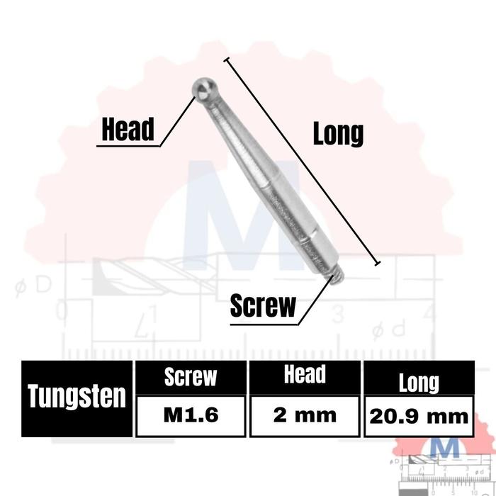 Gambar Probe For dial indicator needle jarum pengganti dial mitutoyo dll - M1.6 T 20.9mm dari Machining Solution undefined Tokopedia