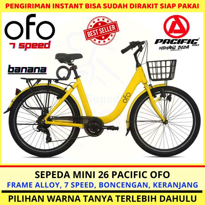 Gambar Sepeda Mini Keranjang Dewasa City Bike 26 inch Pacific OFO 7 Speed - BANANA dari Toko Sepeda Jessica undefined Tokopedia