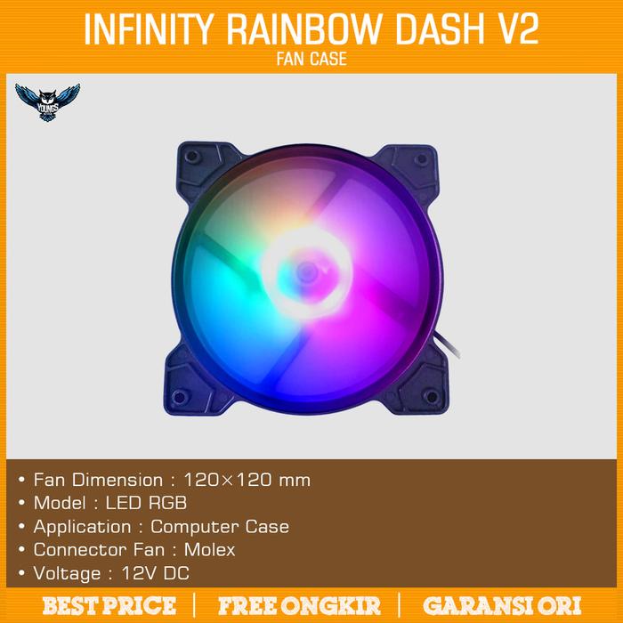 Gambar Fan Case 12CM Infinity Rainbow Dash V2 RGB LED Fan Casing 120mm - Rainbow White dari YOUNGS COMPUTER undefined 4 Tokopedia