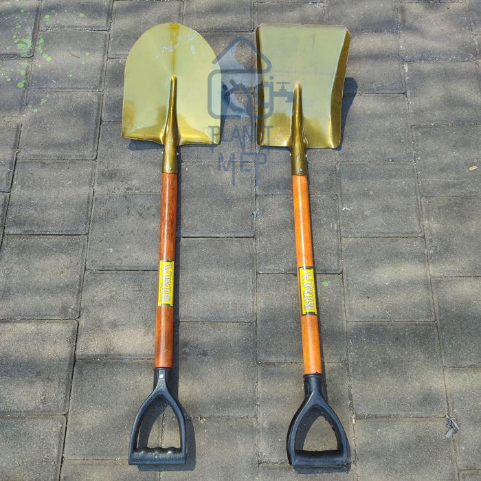 Gambar BIMA Sekop Gagang Kayu Model Papak & Lancip / Sekop Pasir / Skop Besar - Papak / Kotak dari Planet MEP undefined Tokopedia