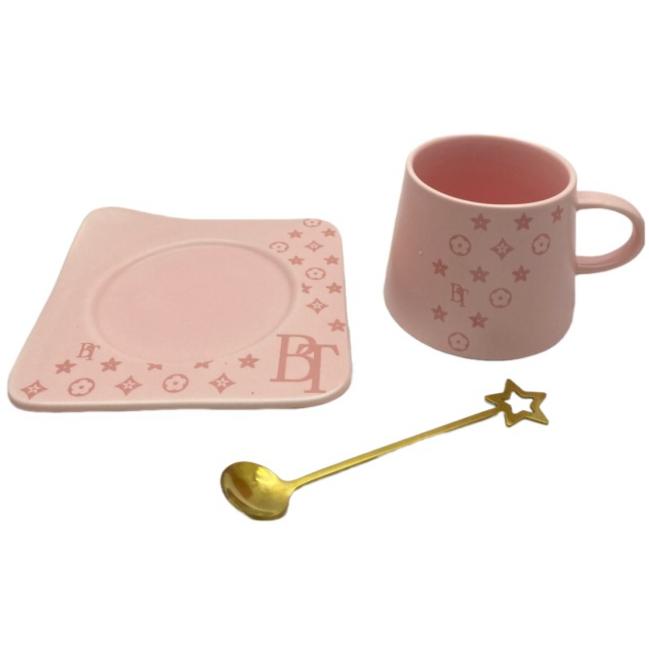 Gambar Cup & Saucer Bulat 240mL - Set Cangkir dengan Piring Kopi Teh - Merah Muda dari Piranti Semarang undefined Tokopedia