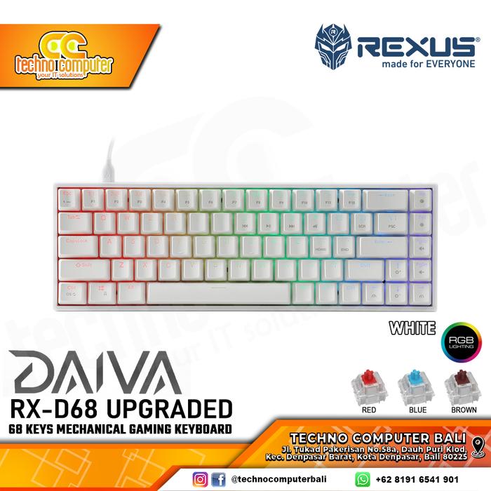 Gambar KEYBOARD GAMING REXUS DAIVA RX-D68 UPGRADED RGB MECHANICAL 68 Key - Putih, Red dari Techno Computer Bali undefined Tokopedia
