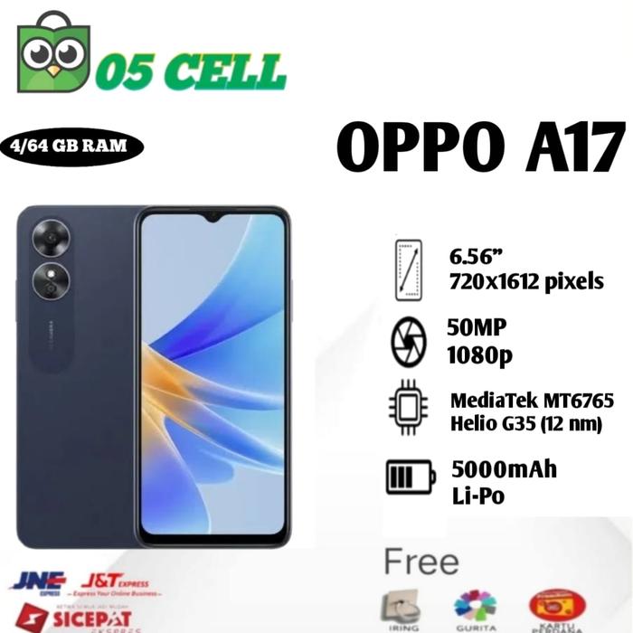 Gambar OPPO A17 4/64 RAM 4GB INTERNAL 64GB GARANSI RESMI OPPO INDONESIA - Hitam dari 05Cell undefined Tokopedia