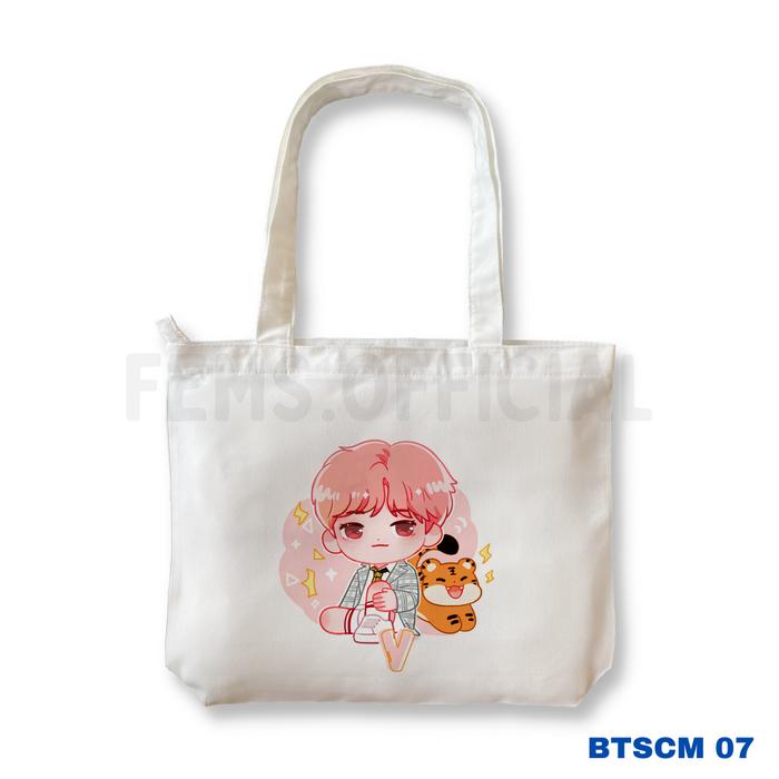 Gambar Tote Bag BTS Kanvas Totebag Kanvas BTS Aesthetic Resleting - BTSCM07 dari Fems Origin undefined Tokopedia