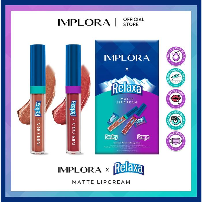 Gambar IMPLORA X RELAXA Matte Lip Cream - Barley & Grape dari Wabi Sabi Cosmetics undefined Tokopedia