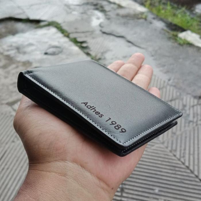 Gambar Dompet Mini Pria Kulit Asli 100% ORIGINAL FREE Costum Nama - Hitam dari Leather Original Store undefined Tokopedia