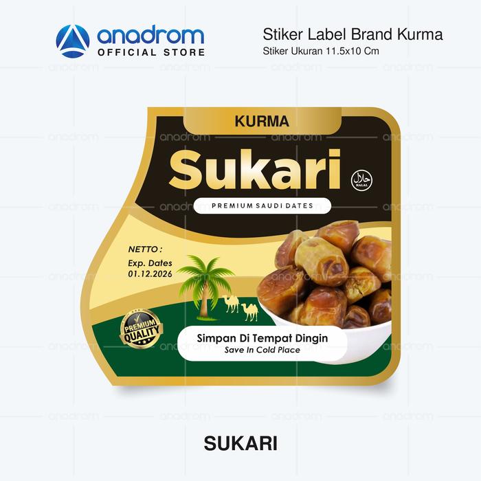 Gambar Stiker Label Brand Kurma Aesthetic I Size 11.5x10 Cm I Anadrom 3221 - SUKARI, 8X7 CM (18 PCS) dari anadrom undefined Tokopedia