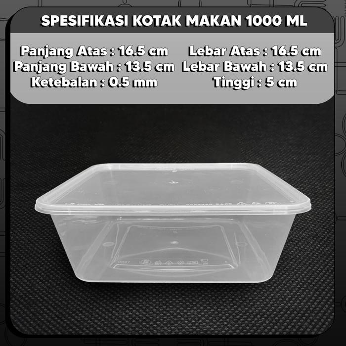 Gambar Thinwall 1000 ml Food Container - Box Kotak makan Plastik GROSIR - KOTAK dari Hygiene FC undefined Tokopedia