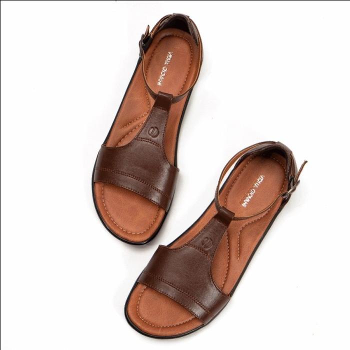 Gambar Sandal Wanita Flat Kulit Asli Original Gleary Tali Belt Gladiator - Cokelat, 39 dari ChanzoStore undefined Tokopedia