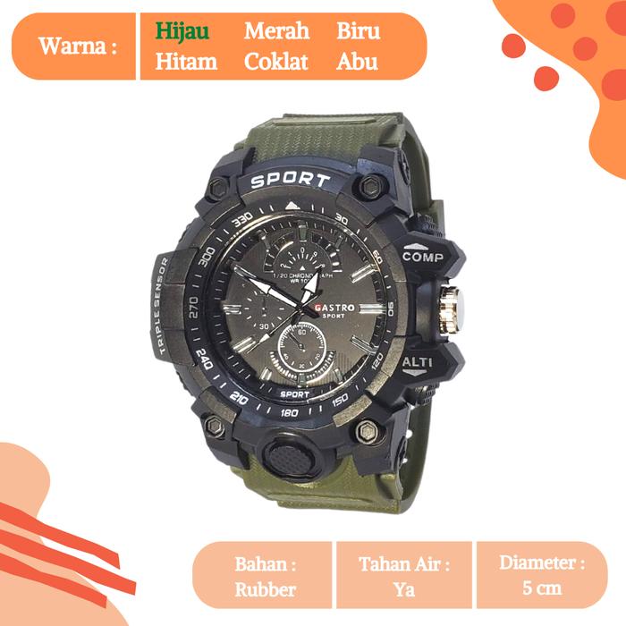 Gambar [COD] Jam Tangan Sport Pria Analog Gastro Strap Rubber Water Resist - Hijau dari WristCare undefined Tokopedia
