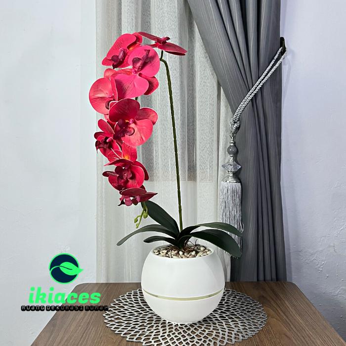 Gambar BUNGA ANGGREK LATEX POT BUNGA PLASTIK DEKORASI ANGGREK ARTIFICIAL - 13 dari ikiaces undefined Tokopedia