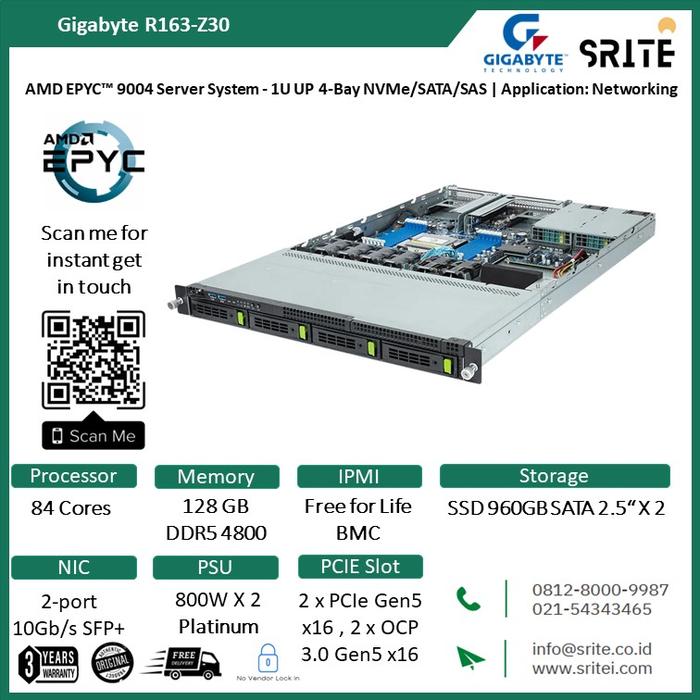 Gambar Gigabyte Server 1U AMD Genoa Gen 4 84 Core 128GB 2 TB SSD 10G Raid dari SRITEI undefined Tokopedia