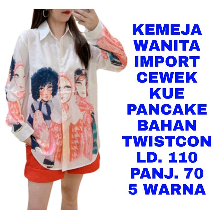 Gambar WK KEMEJA WANITA IMPORT CEWEK CEWE KUE PANCAKE TERBARU KOREAN FASHION - Broken White, LD. 110 dari warungkim undefined Tokopedia