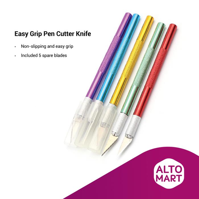 Promo Easy Grip Cutting Craft Art Knife (w/ 12 Blades) Pisau Pen