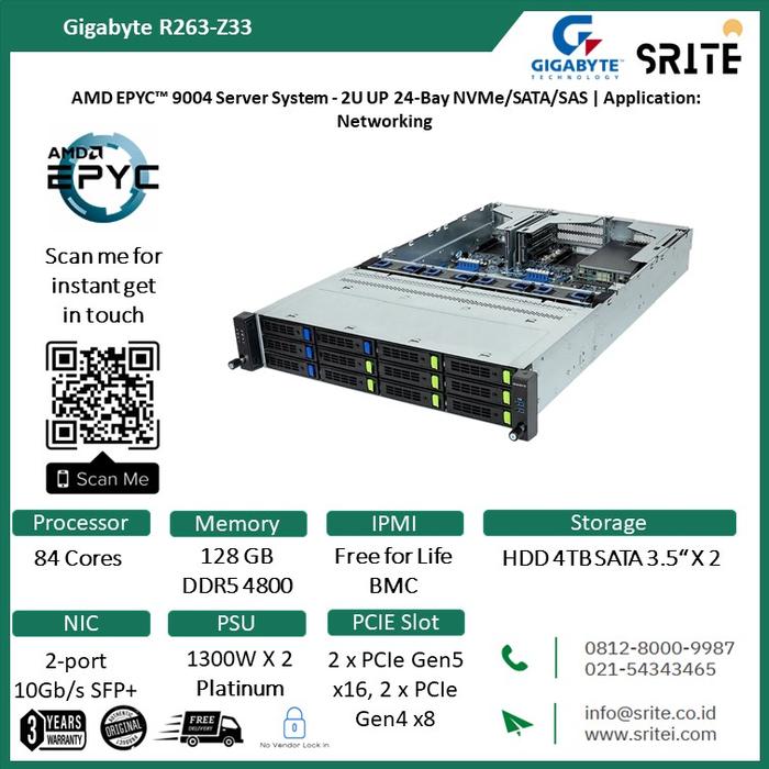 Gambar Gigabyte Server 2U AMD Genoa Gen 4 84 Core 128GB 8 TB SSD 12 Bays Raid dari SRITEI undefined Tokopedia