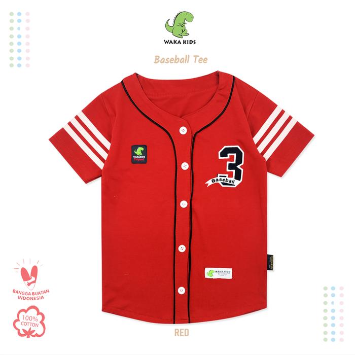 Gambar Wakakids Atasan Kaos Jersey Baju Baseball Anak Laki Laki 3919 - Merah, 1 dari Wakakids undefined Tokopedia