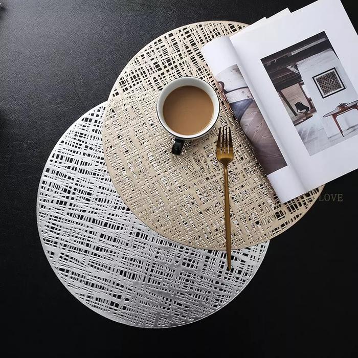 Gambar Placemat For Dining Table PVC/ Tatakan Piring PVC High Quality - Gold Emas dari Sejati Official Store undefined Tokopedia