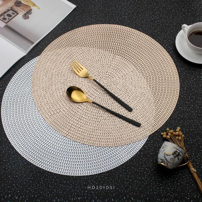 Gambar PVC Placemat / Tatakan Piring Meja Makan PVC High Quality Import Round - Silver dari Home Decor Zega undefined 5 Tokopedia