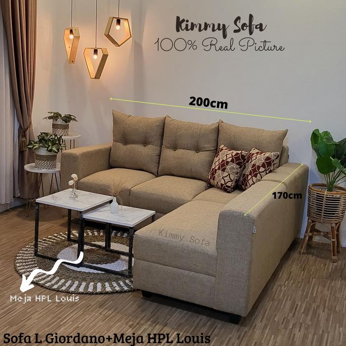 Gambar KIMMYSOFA L Putus Per Giordano Minimalis Bahan Canvas Ukuran 200cm - CoffeeBrown, 3Seater dari KIMMY SOFA undefined Tokopedia