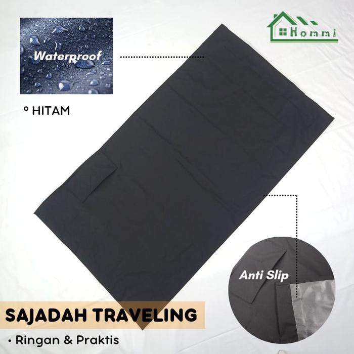 Gambar Sajadah Saku Lipat Waterproof Traveling Free Pouch 60x100 Aneka Warna - HITAM POLOS dari Hommi id undefined Tokopedia