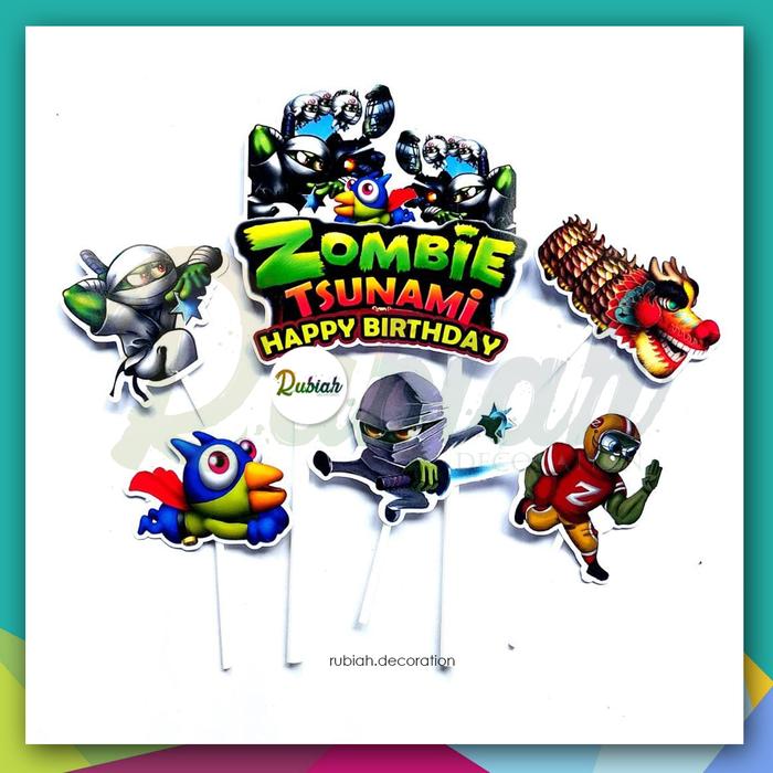Gambar Custom Topper Cake Nama / Foto karakter Zombie Tsunami - Hiasan kue - Custom Nama dari Galsshopeducation undefined Tokopedia