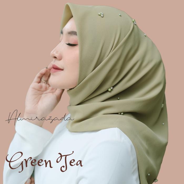 Gambar SEGI EMPAT MUTE PAYET / HIJAB SQUARE FULL BEADS / CERUTY BABY DOLL - green tea dari almirazada_id undefined Tokopedia