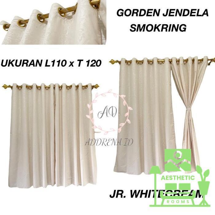 Gambar GORDEN KAMAR JENDELA UKURAN TINGGI 120 DAN 150 PENDEK MINIMALIS - WHITE CREAM, L 110 X T 120 dari Aesthetic Rooms undefined Tokopedia