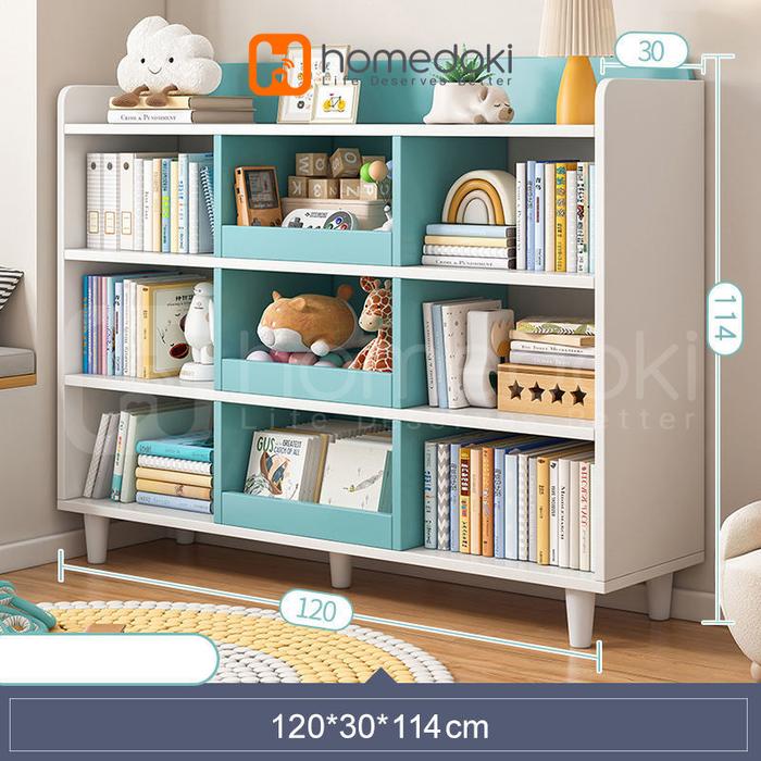 Gambar Rak Buku Kayu Minimalis / Buku Rak Pajangan/ Rak Penyimpanan Buku - Biru dari Homedoki Store undefined Tokopedia