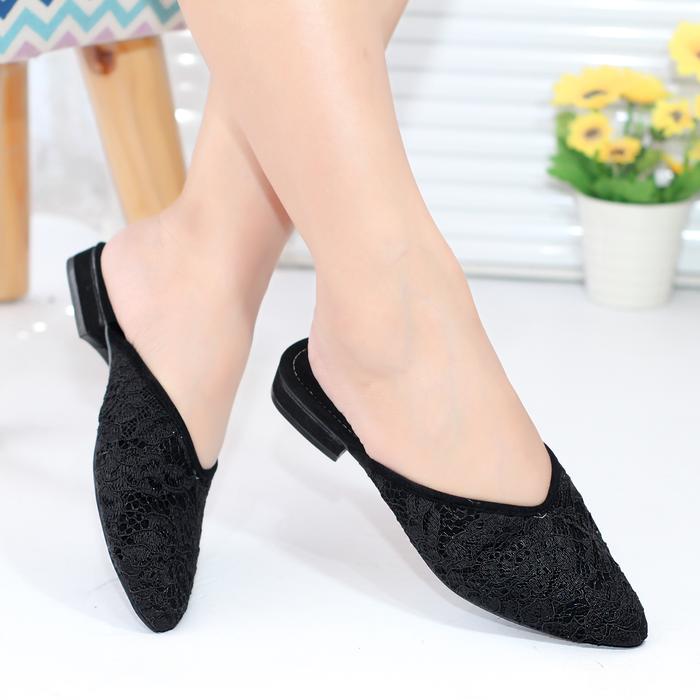 Gambar EMYE Sandal Flat Shoes Jumbo Pengantin Brukat 42-45 Wanita Original - Hitam, 42 dari Emye_NEW undefined Tokopedia