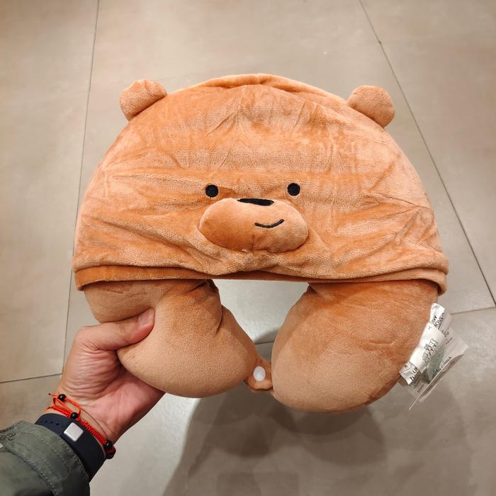 Jual MINISO Bantal Leher Hoodie We Bare Bears