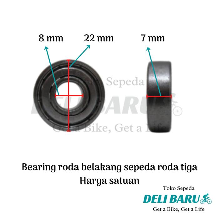 Gambar Bearing roda tiga Klahar ban belakang sepeda anak roda tiga SATUAN - 608 dari Deli baru undefined Tokopedia