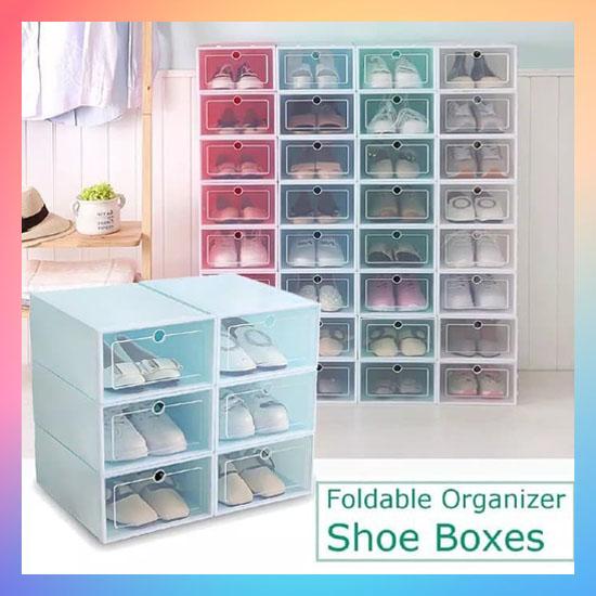 Gambar Kotak Sepatu Lipat Transparan Tebal Shoes Storage Box Organizer Murah - RANDOM WARNA dari Miczson undefined Tokopedia
