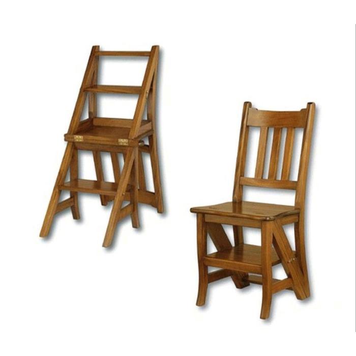 Gambar kursi tangga lipat kayu jati termurah - finishing dari Gumun Indah Mebel undefined Tokopedia