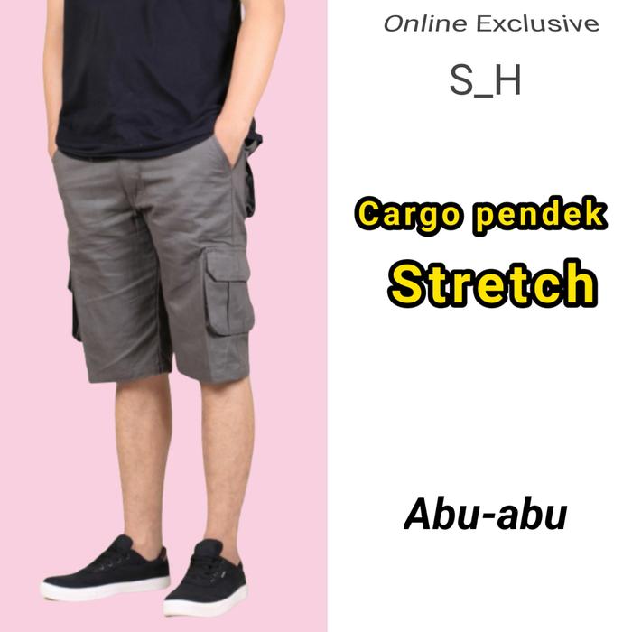 Jual Celana pendek cargo pria Motif bordil/timbul kekinian Hitam