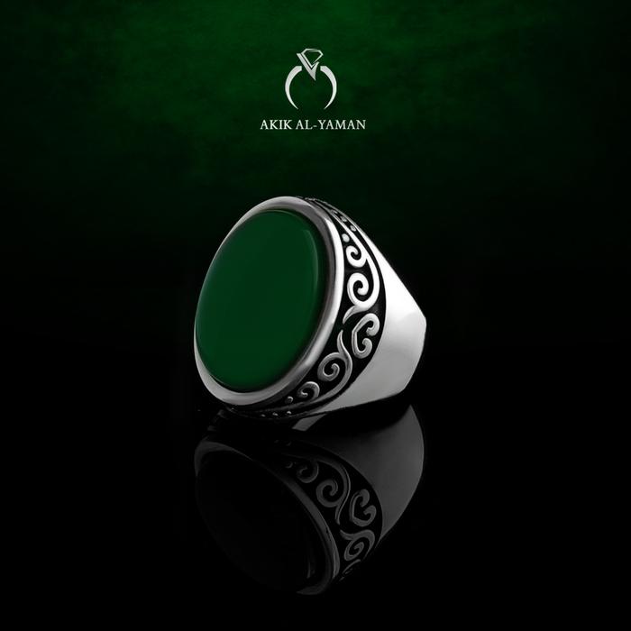 Gambar Cincin Batu akik Yaman Ahdhor dengan Ring Perak Original Yemen AKM07G - Size 6 dari AKIK ALYAMAN undefined Tokopedia