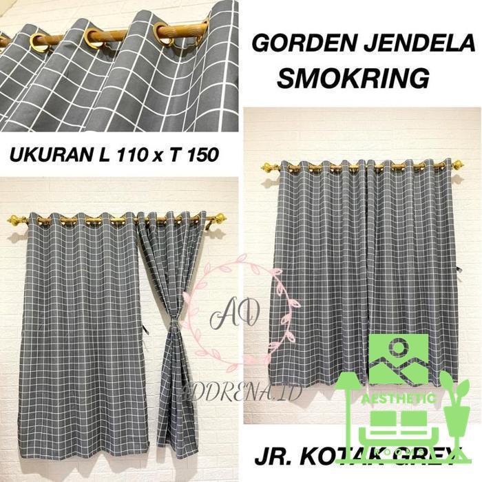 Gambar GORDEN KAMAR JENDELA UKURAN TINGGI 120 DAN 150 PENDEK MINIMALIS - JR KOTAK GREY, L 115 x T150 dari Aesthetic Rooms undefined Tokopedia