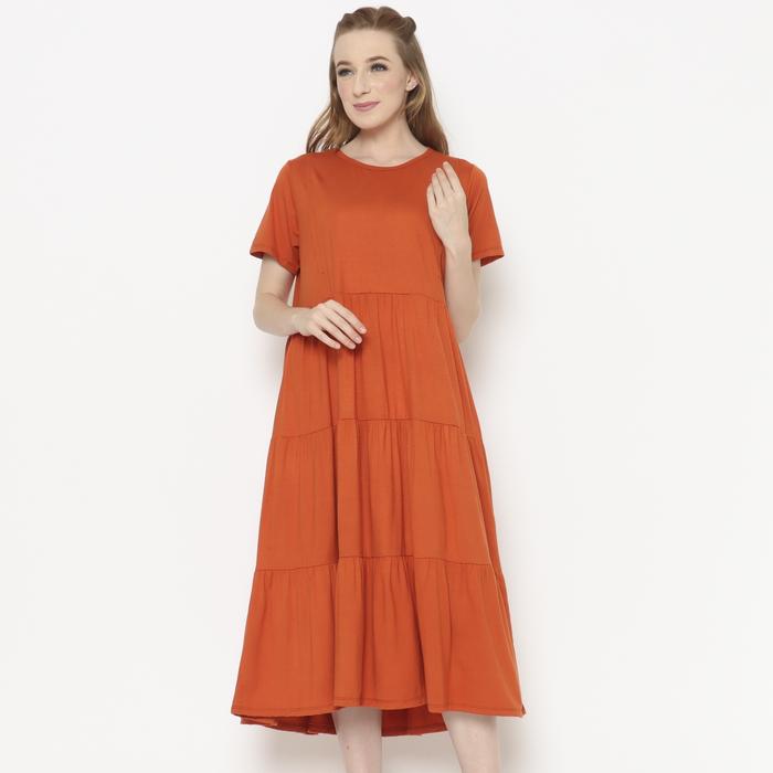 Gambar Dress Busui Friendly Nursing Wear untuk Ibu Hamil dan Menyusui - Terracota, L dari Baju Hamil Menyusui Happymomma undefined Tokopedia