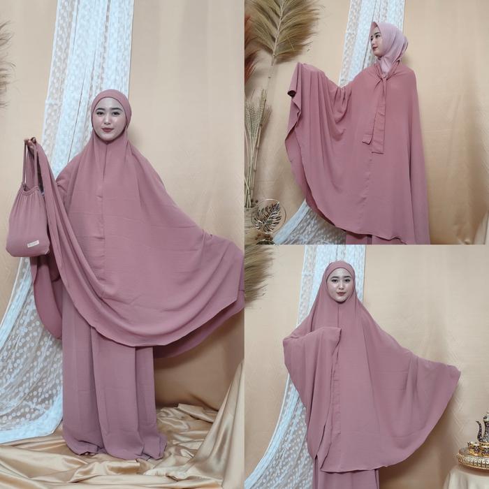 Gambar Mukena Dewasa Crinkle Airflow Premium Jumbo Resleting 3 in1 Terbaru - Terracotta dari HR 88 undefined Tokopedia