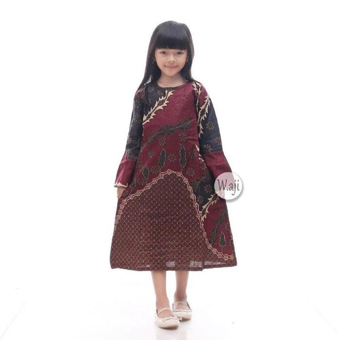 Gambar Baju Batik Anak Perempuan model Gamis Usia 2 sampai 12 tahun Murah - 7, L dari Aliyah Jaya Shop undefined Tokopedia