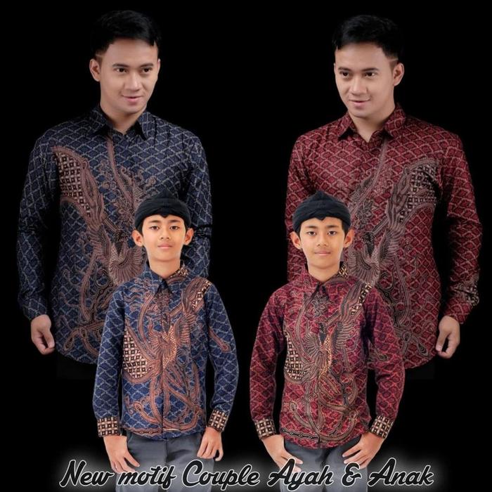 Gambar BAJU BATIK PRIA COUPLE AYAH DAN ANAK LAKI-LAKI MOTIF PHOENIX / BATIK - Dewasa Merah, XL dari Aliyah Jaya Shop undefined Tokopedia