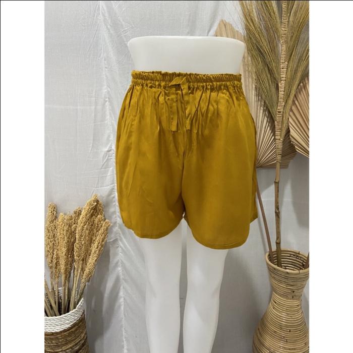 Gambar Celana pendek Harian Dewasa tidur wanita Katun rayon rumahan jumbo - MUSTARD dari idhomewear_NEW undefined Tokopedia