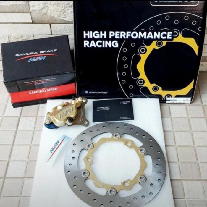 Gambar cakram set chemco 260mm floating +kaliper nissin samurai 2p aerox,Nmax - gold, 260mm dari 7saudara motor undefined Tokopedia