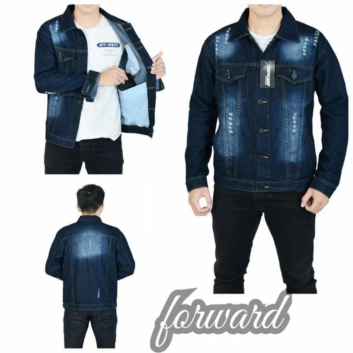 Gambar jaket pria / wanita jeans denim premium - navy scrub, M dari Arifai shop undefined Tokopedia