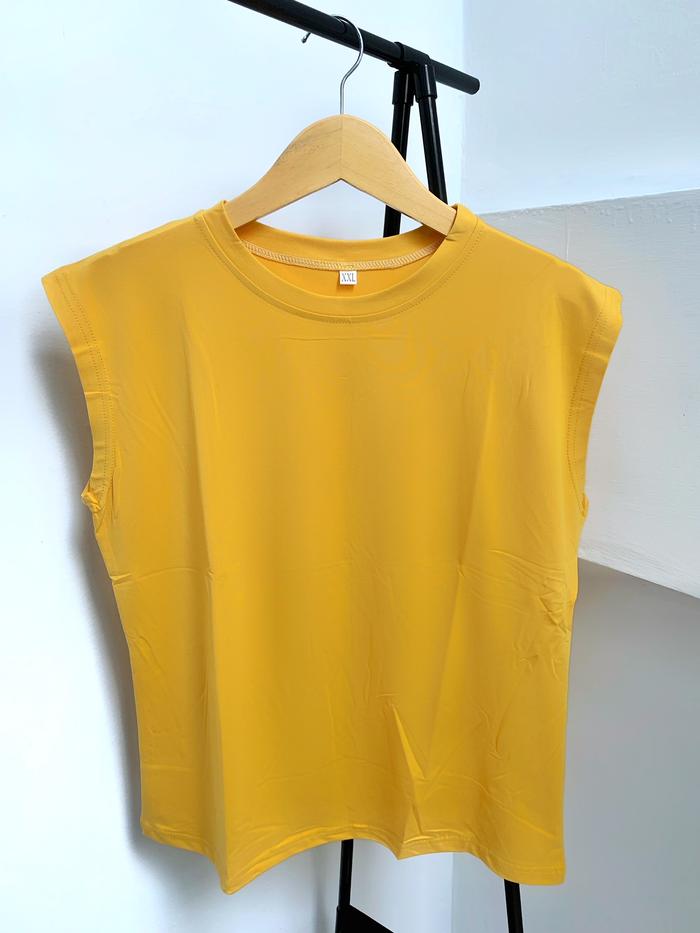 Gambar Baju Kaos Polos Wanita Tanpa Lengan Bahan Premium - Kuning dari Fukutoku Co undefined Tokopedia