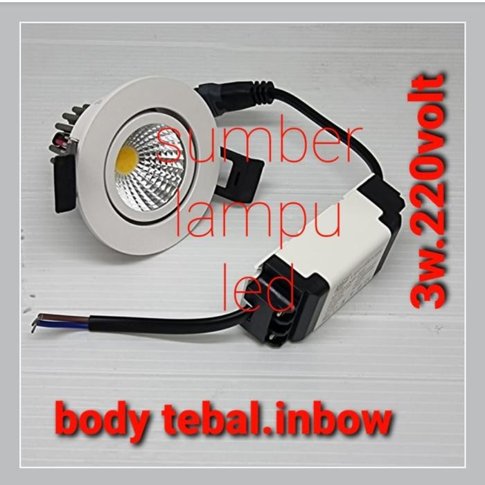 Gambar downlight led ceiling 3w 3 watt panel light plafon led 3watt 3 w 3000k - body tebal dari Sumber Lampu Led undefined Tokopedia