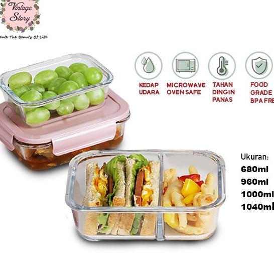 Gambar vs - toples lunch box penyimpanan makan bahan kaca microwave oven safe - 680ml(No Sekat), Hijau dari Sumber Sukacita shopp undefined Tokopedia