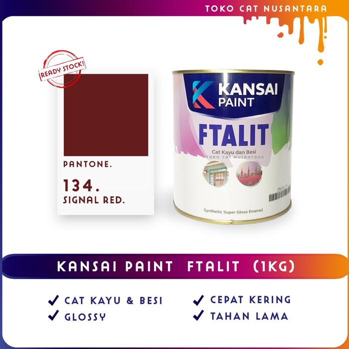 Gambar Cat Minyak FTALIT GLOSS untuk Kayu & Besi (1 kg) - READY Variant Red - Signal Red dari Toko Cat Nusantara TCN undefined Tokopedia