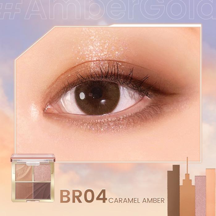 Gambar FOCALLURE Shimmer Eyeshadow Palette 4 Shades High Pigment #AmberGold FA-314 - BR04 Caramel dari BEAUTY ENTITY undefined Tokopedia