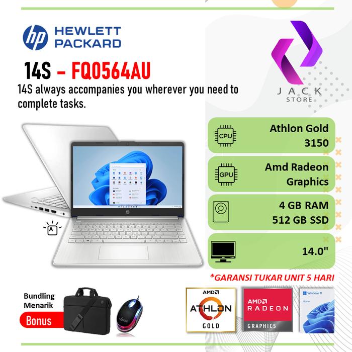 Gambar Hp 14s Amd Athlon Gold 3150U Ram 4Gb Ssd 512Gb Win 11 + Office Backlit - Tanpa Bundling dari Jack Store Jakarta_NEW undefined Tokopedia